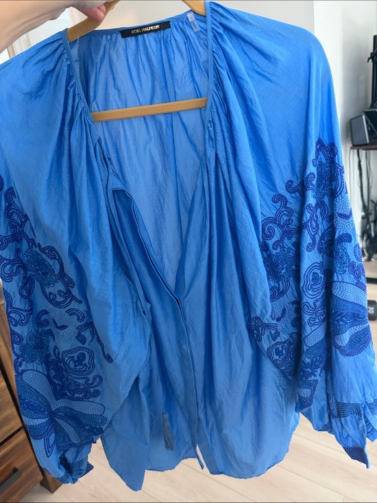 Kobi Halperin Tops - Kobi Halperin Sky Blue Ruffled Silk Blouse